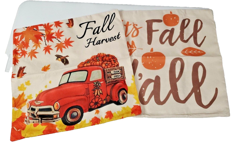 Fall Themed Throw Pillow Covers Autumn Pumpkin Thanksgiving Decor 18x18